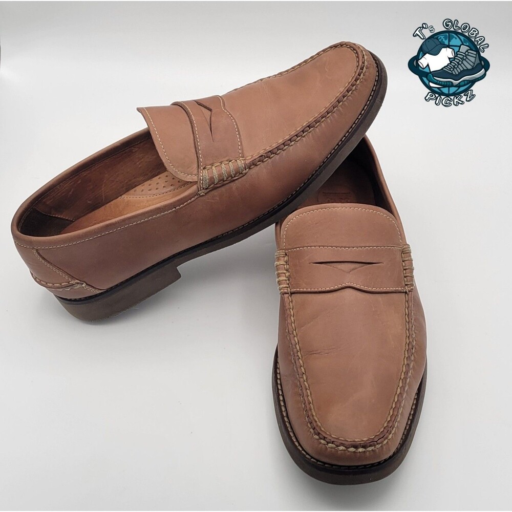 Peter Millar Brown Handsewn Leather Slip-On Penny Loafers Mens Size 10.5 M